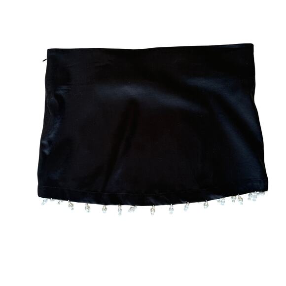 Amor Mia Black Micro Mini Skirt SMALL Pearl Fringe Cocktail Revolve $130 NEW - Picture 5 of 6
